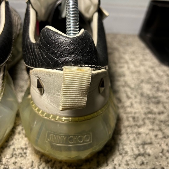 Jimmy Choo Diamond Black & White Zebra Print Lace-Up Sneakers Size 12 - Picture 9 of 12